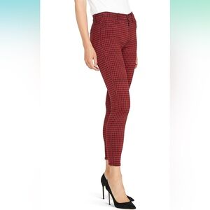 HUDSON Women's Barbara High Rise, Super Skinny Ankle Jean Oxblood Houndstooth 33